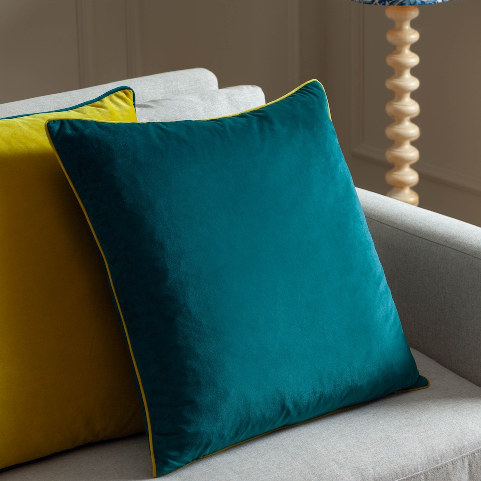image 1 of Furn Meridian Velvet Cushion, Teal/Cylon, 55 x 55cm