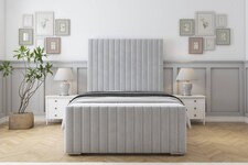 Sloomy Madison Silver Plush Bed Frame With 50" Upholstered Headboard 4' Small Double