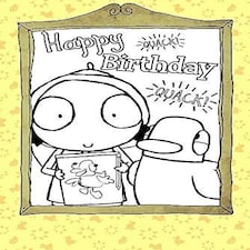 Sarah & Duck Colour-Me-In Greetings Card Happy Birthday With Picture