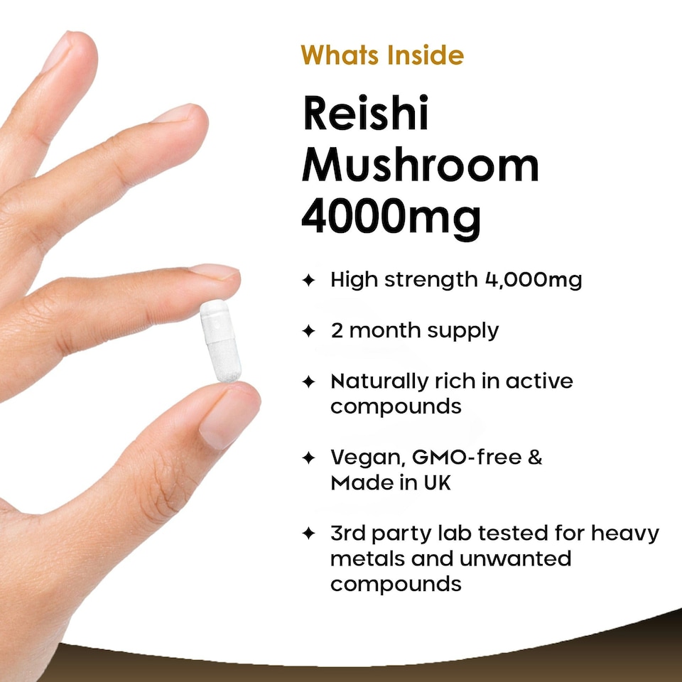 image 1 of Reishi Mushroom Capsules - Stress & Fatigue Support - Vegan 120 Capsules