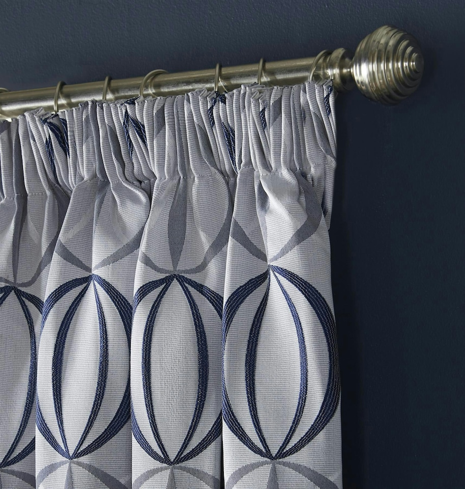 image 1 of Omega Lined Pencil Pleat Curtains - Navy -168cm x 183cm