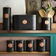 image 2 of Cooks Professional 7-Piece Kitchen Storage Set | Tea Coffee Sugar Bread Biscuit Pasta & Utensil Cannisters | Black & Copper