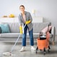 image 2 of HOMCOM Mop Bucket on Wheels w/ Carry Handle, Mop Holder for Household Orange