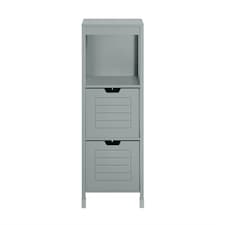 SoBuy FRG127-SG,Narrow Bathroom Cabinet with 2 Drawers and 1 Shelf | Grey | Grey | 1