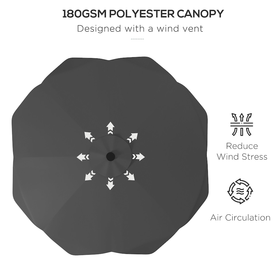 image 1 of Outsunny Garden Parasol Umbrella with LED Lights and Tilt, Table Umbrella
