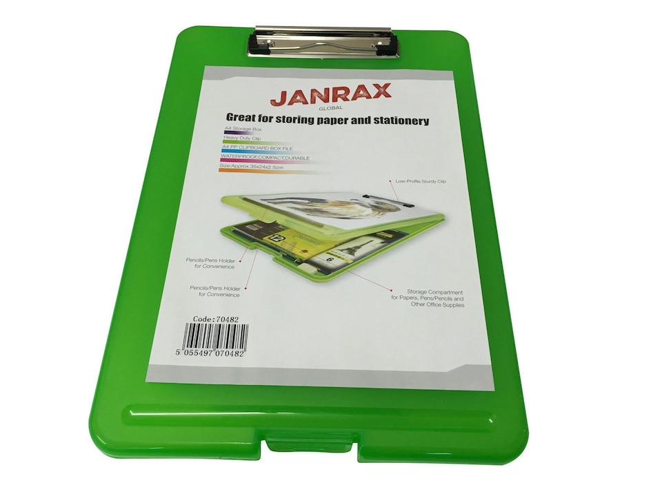 image 1 of 6 x A4 Green Clipboard Box Files - Storage Filing Clip Board Case