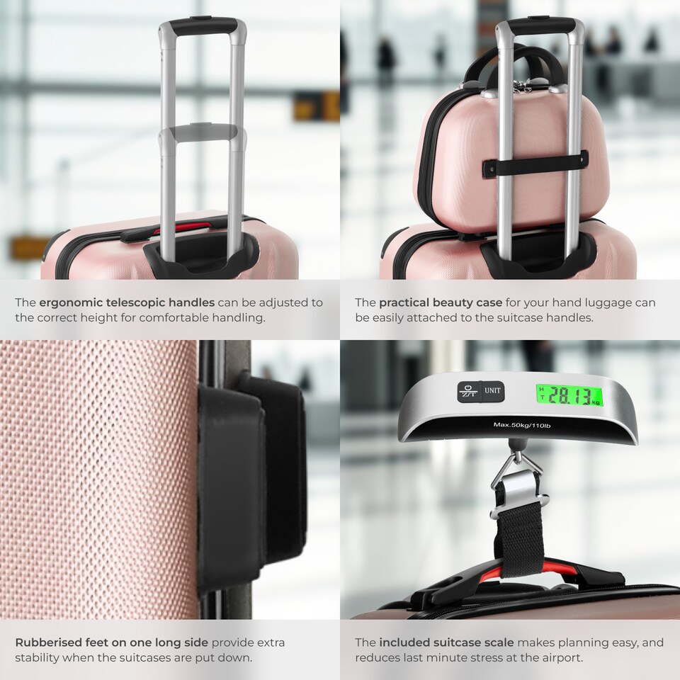 image 1 of Suitcase Set Cleo - 3 suitcases, 1 beauty case, including luggage scales and tags | Gold | rose gold | 1