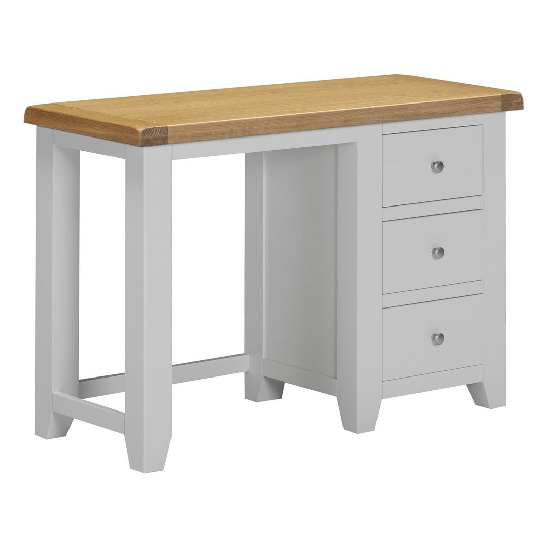 Windsor 3 Drawer Dressing Table - L44 x W75 x H107 cm - Pebble Grey/Oak
