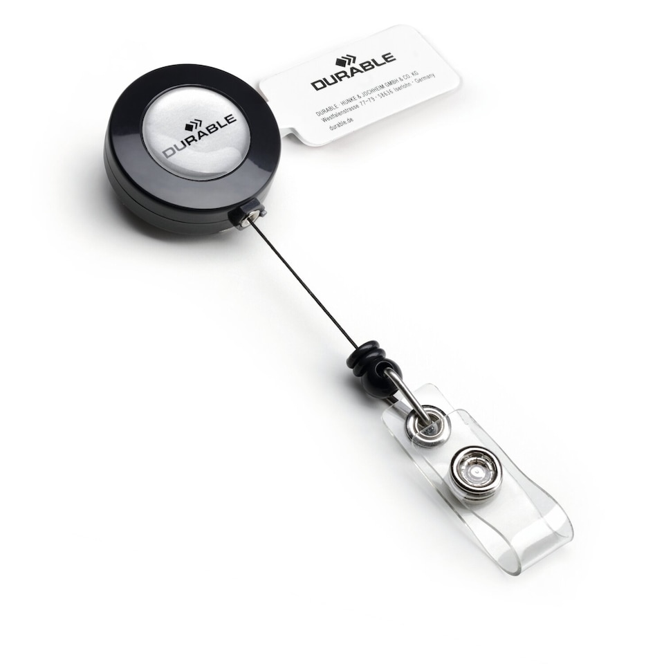 image 1 of Durable Secure Retractable Clip Badge Reel for ID Cards & Keys | 10 Pack | Black