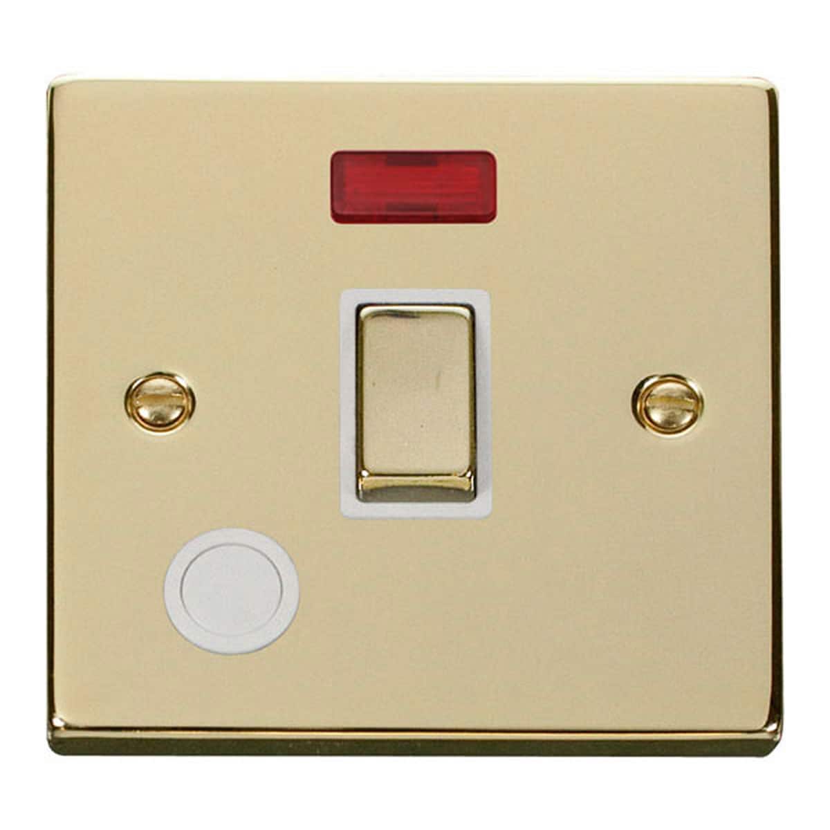 SE HOME Polished Brass 1 Gang 20A Ingot DP Switch With Flex With Neon Gold Polished Brass