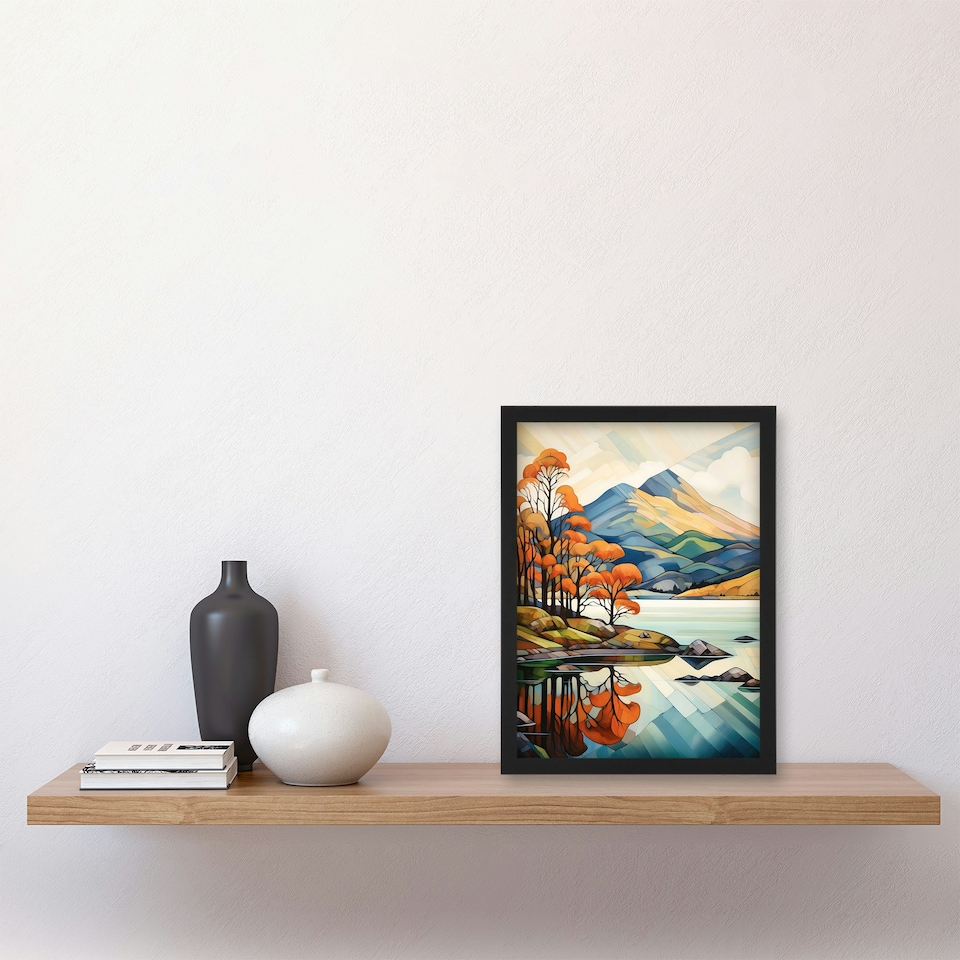 image 1 of Shadow Ben Lomond Loch Reflections Autumn Black Framed Wall Art Print A4