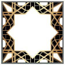 Art deco star border (Picture Frame) Grey | M