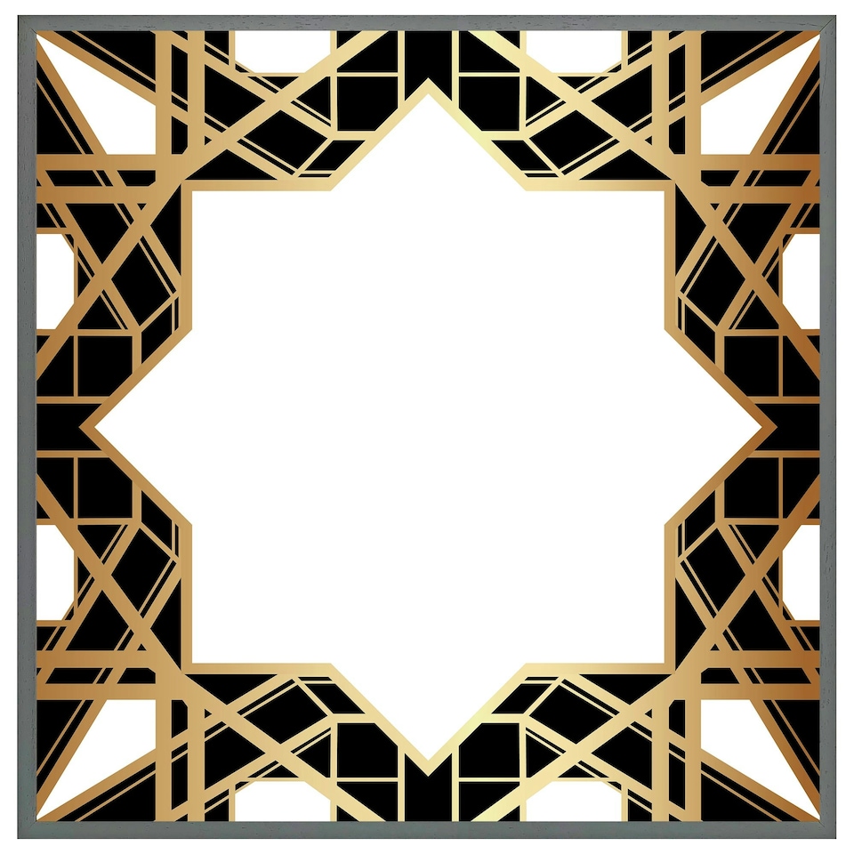 image 1 of Art deco star border (Picture Frame) Grey | M