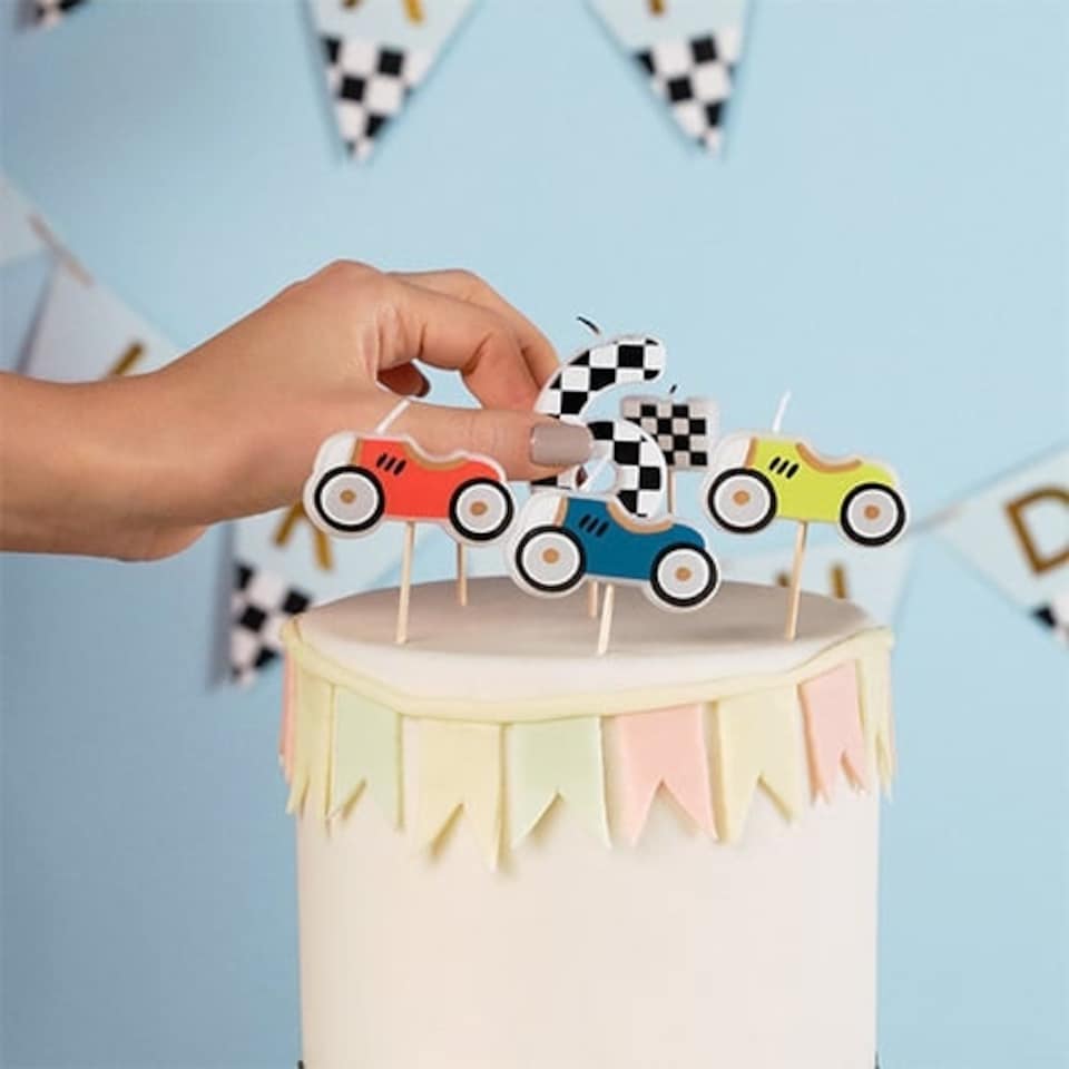 image 1 of Racing Cars Birthday Pick Candles - Pack of 5 | Multi