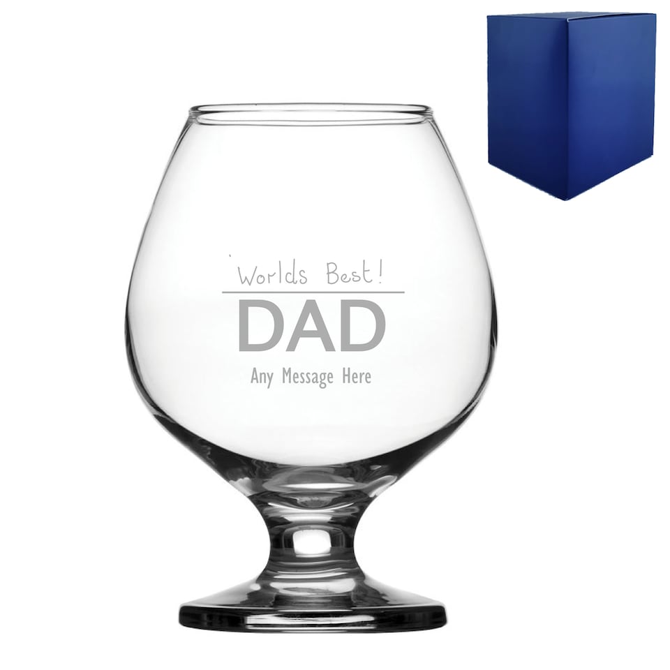 image 1 of Personalised Engraved Father's Day Bistro Brandy Glass for Dad