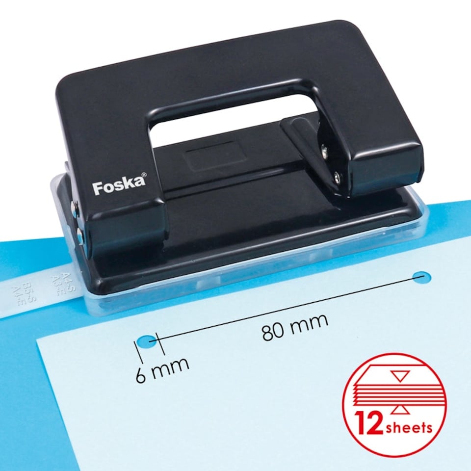 image 1 of 12 Sheet Paper Black Punch Standard 8cm Holes