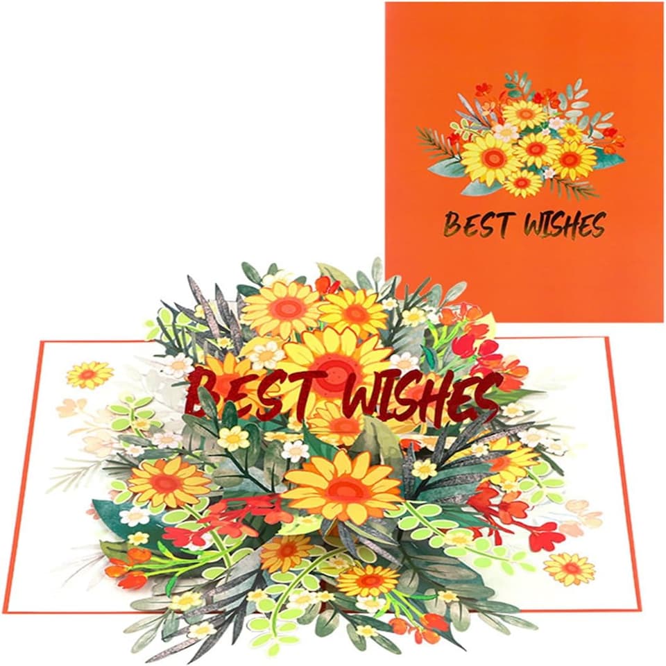 image 1 of Sunflower Charm Orange 3D Pop Up Greeting Card