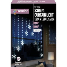 Premier Curtain Lights Snowflake LED White 1.2 x 1.2m