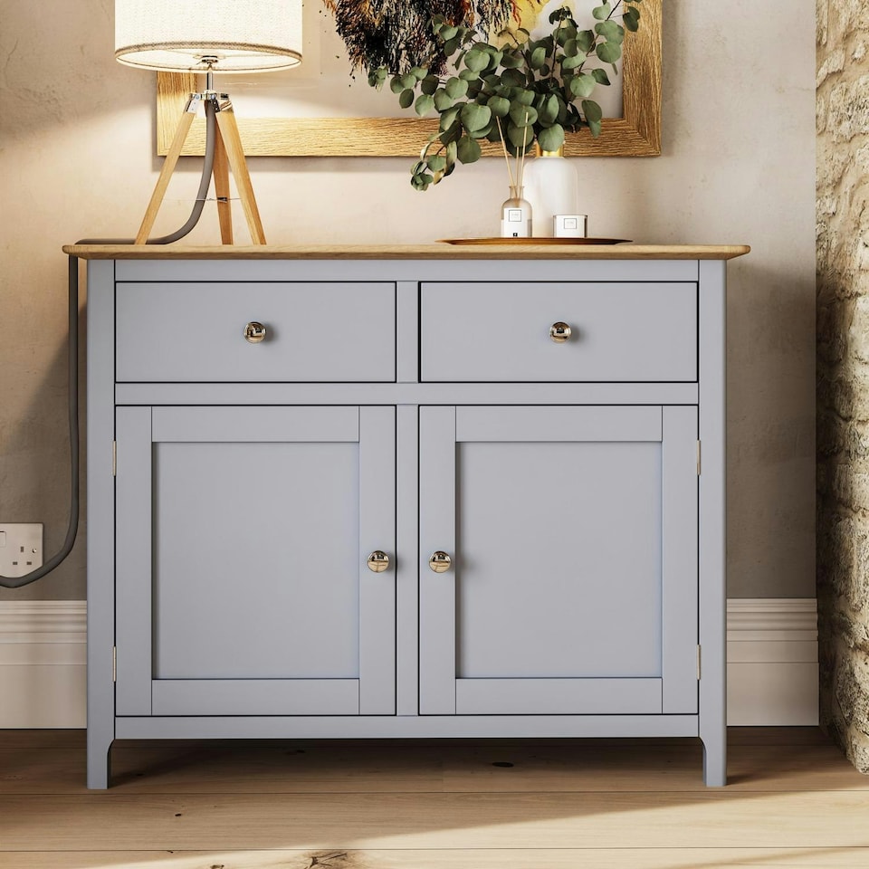 image 1 of Taberno Oak 2 Door 2 Drawer Sideboard Dove Grey Grey