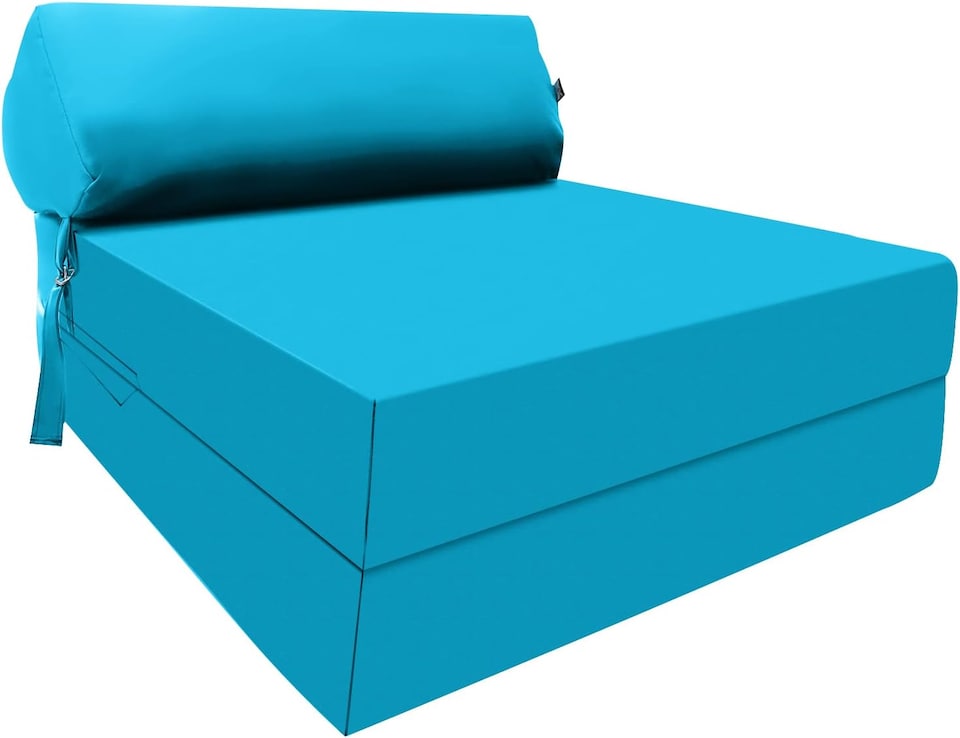 image 1 of Fold Out Z Bed Chair Sofa Lounger With Pillow Aqua