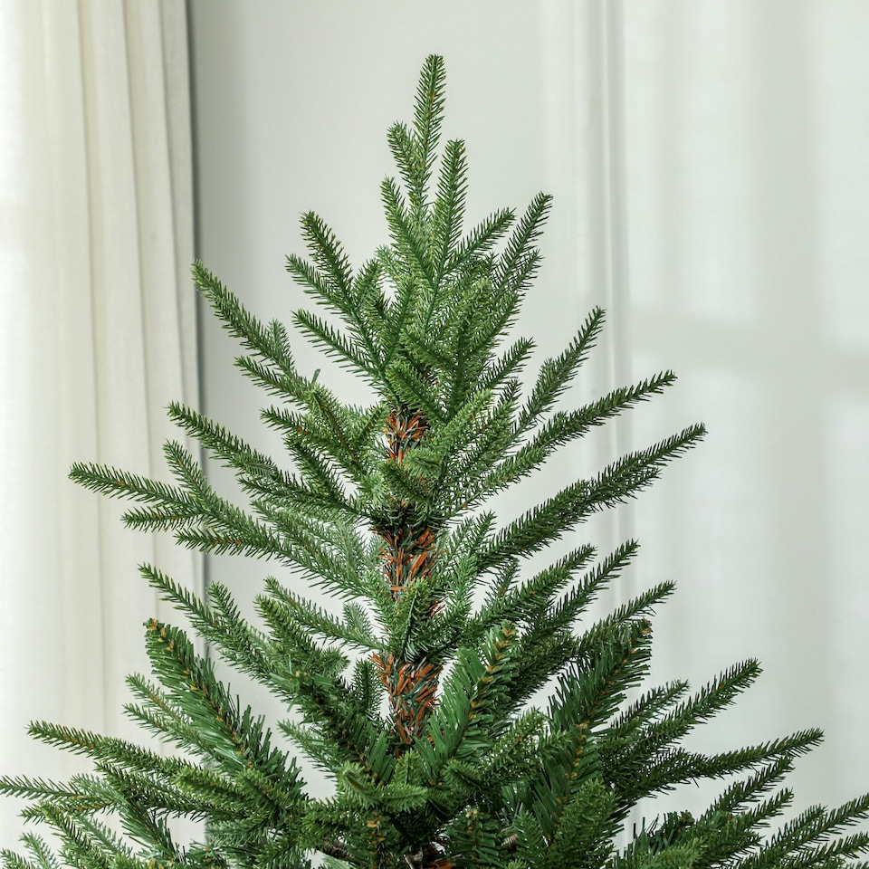 image 1 of HOMCOM 6 Foot Artificial Christmas Tree with Realistic Hinged Branches, Green
