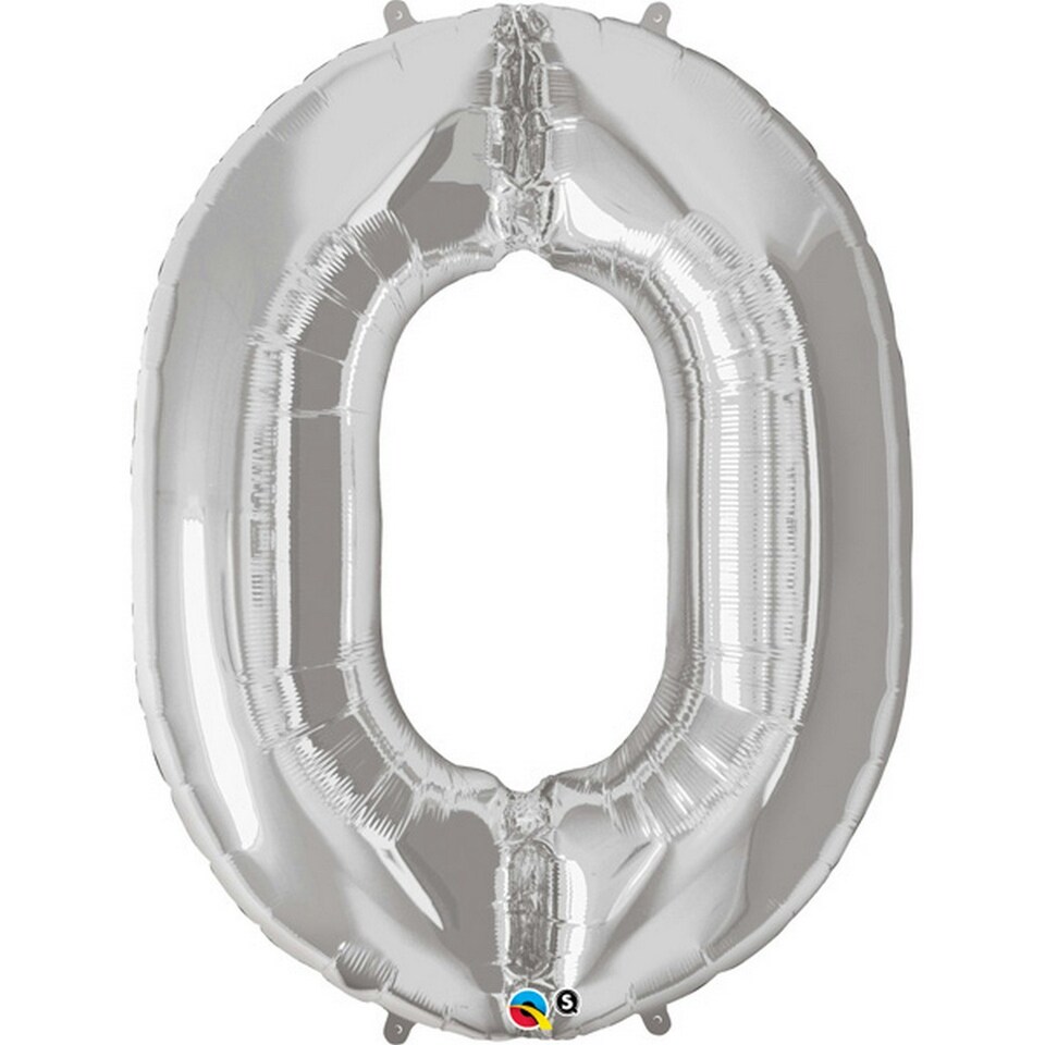 image 1 of Qualatex 34 Inch Metallic Silver Number Balloons (0-9) - Silver - 4
