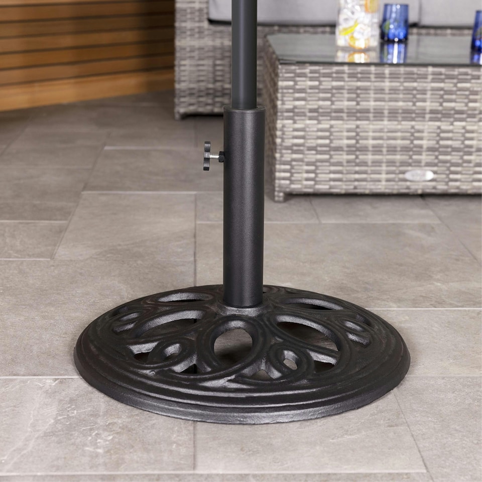 image 1 of Charles Bentley 12kg Cast Iron Round Patio Umbrella Parasol Base Stand - Black