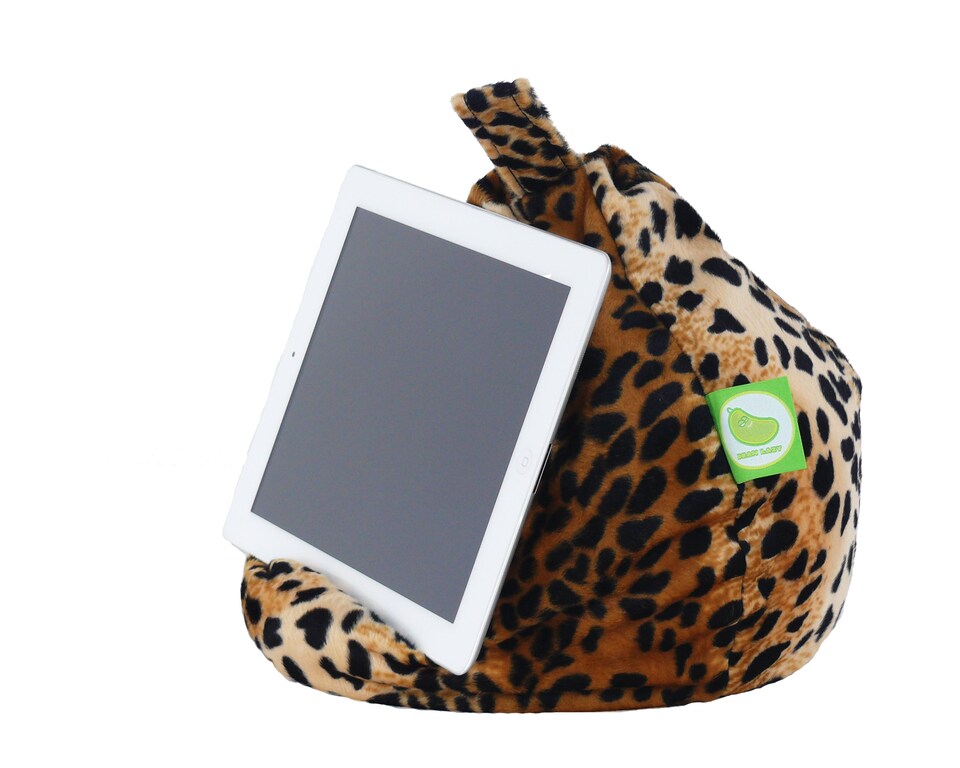image 1 of Bean Lazy Furry Leopard Tablet eReader and Book Mini Bean Bag