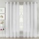 image 5 of Pair of Crete White Luxury Linen Look Sheer Panels with Eyelet Header 183 CM