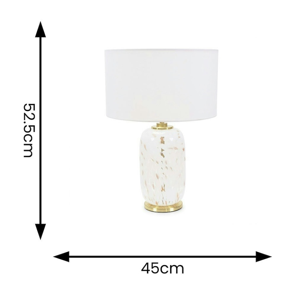 image 1 of ValueLights India Gold Metal and White Confetti Glass Table Lamp with White Drum Lampshade