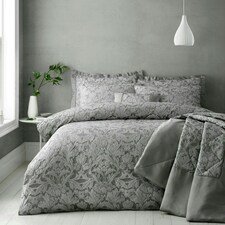 Portfolio Home Blenheim Damask Jacquard Bedding Duvet Cover Set Grey | Double