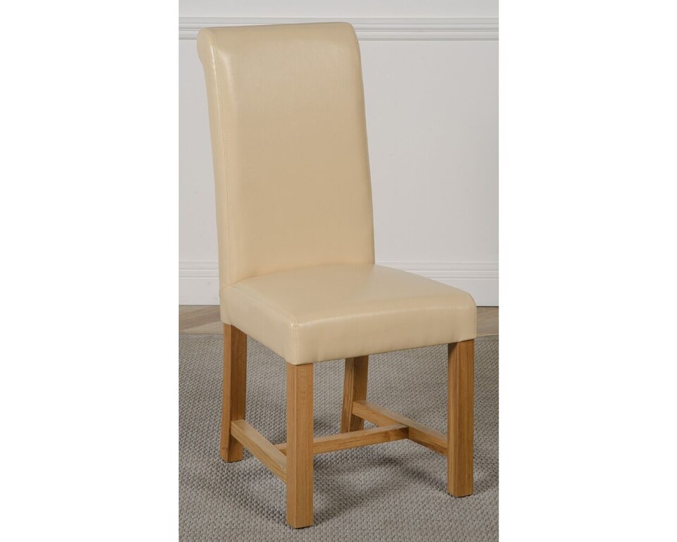 image 1 of Kuba 125x80cm Chunky Oak Small Dining Table and 4 Washington Leather Chairs | Cream | Cream