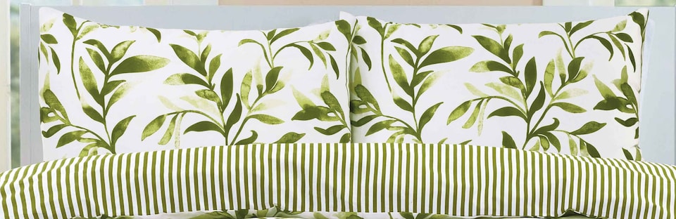 image 1 of Homes Linen Ellie Green Leaf Floral Duvet Cover Set Reversible Printed Quilt Cover Luxury Easy Care Bedding Set | Green | Super King