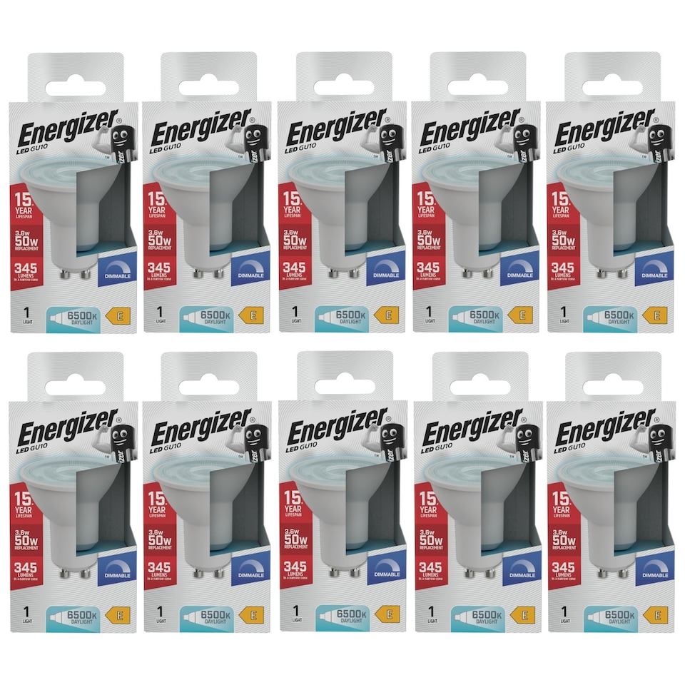 image 1 of Energizer LED GU10 345lm 3.6W 6500K (Daylight) Dimmable Light Bulb - Pack of 10