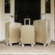 image 1 of OHS Metallic Effect Suitcase Set of 3 Hard Shell ABS Luggage | Gold