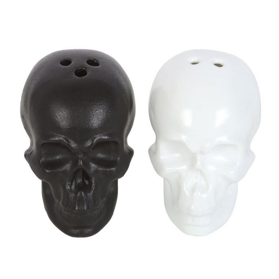 image 1 of Something Different Skull Salt And Pepper Shakers - Black/White - One Size