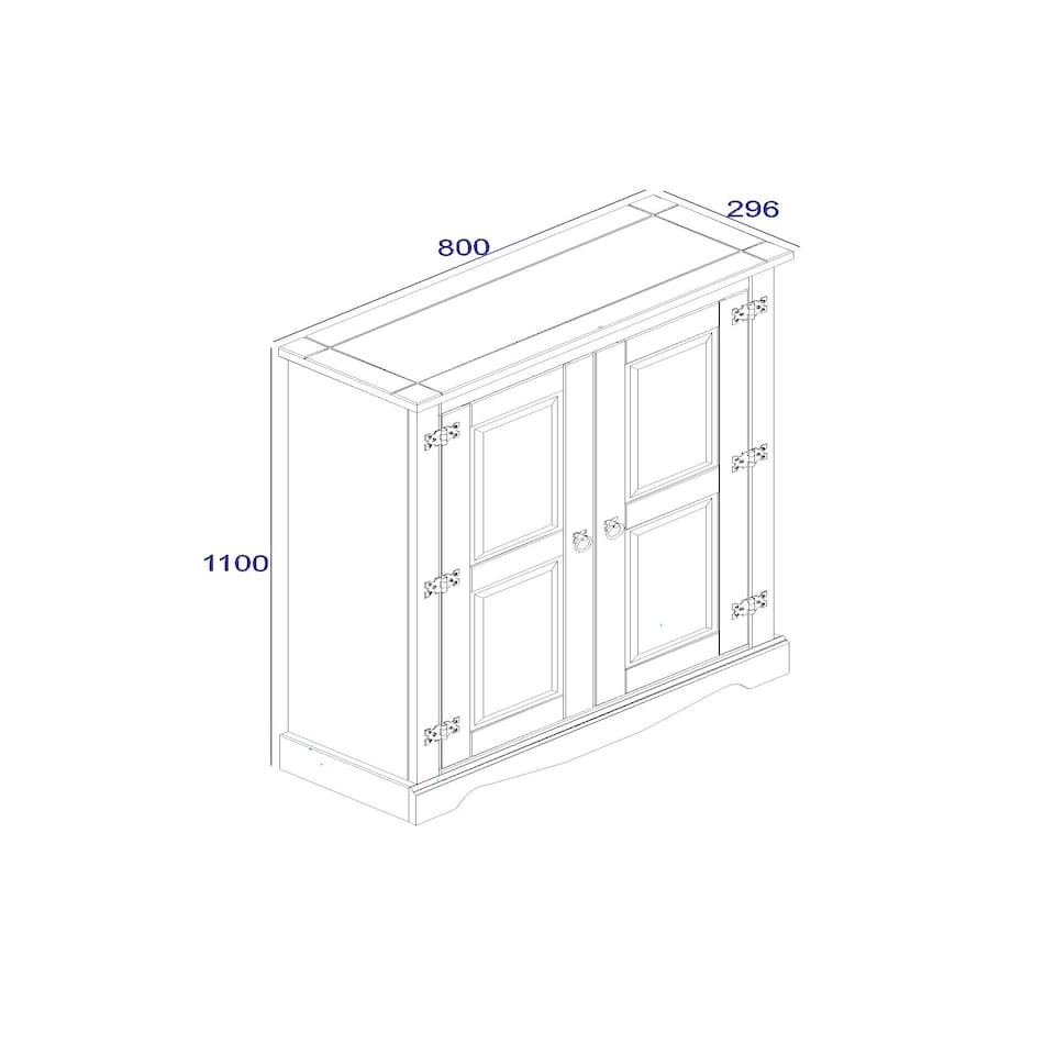 image 1 of Corona 2 Door Cupboard Unit in Antique Waxed Pine - Adjustable and Removable Shelves | Brown | Brown | One Size | 1