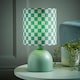 image 2 of ValueLights Miley Green Checkerboard Shade Green Table Lamp and Bulb