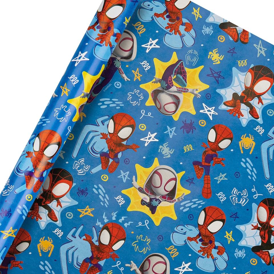 image 1 of Hallmark 6M Wrapping Paper - 3 X 2M Rolls - Marvel Spidey And Friends Design