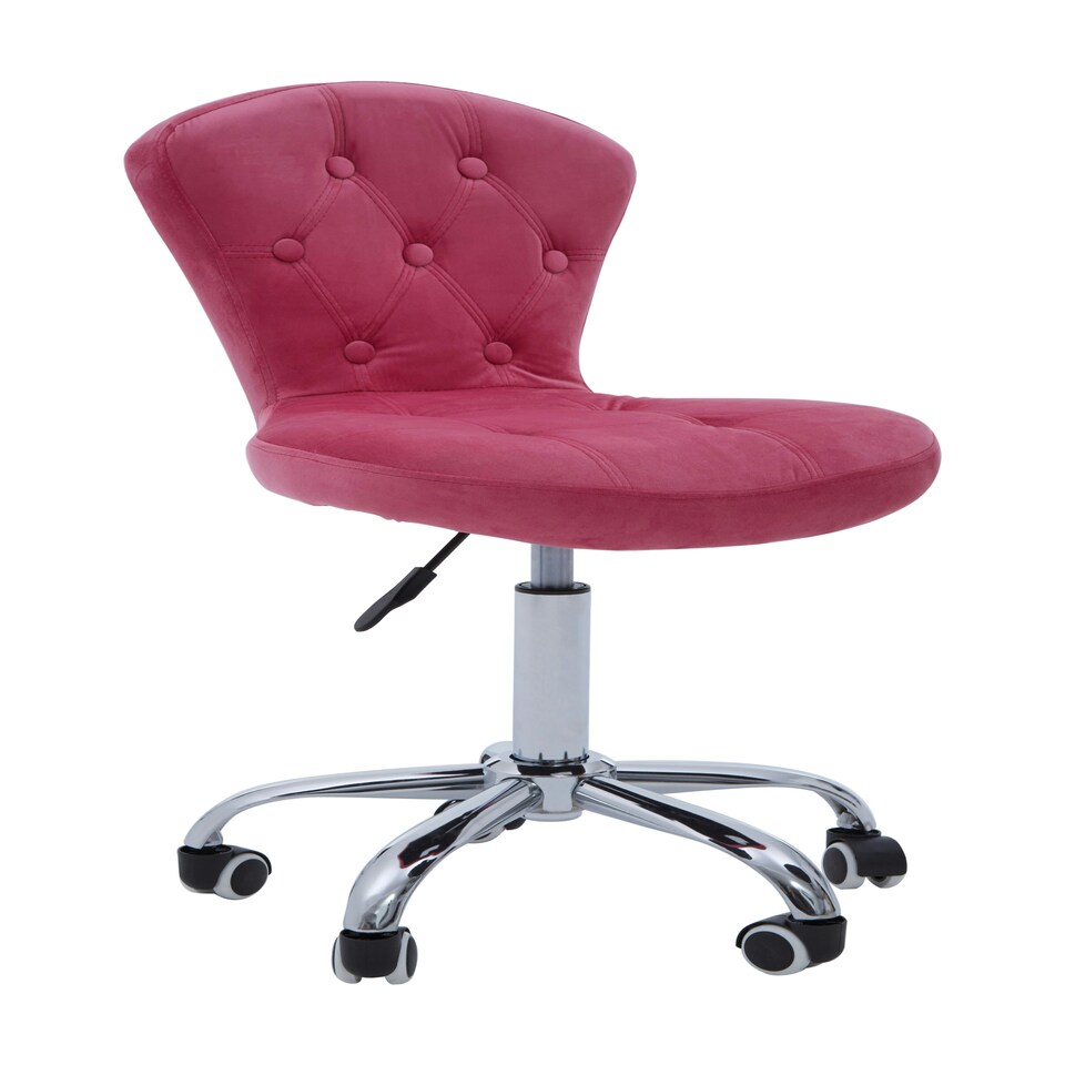 image 1 of Interiors By Premier Comfortable Pink Velvet Buttoned Home Office Chair, Ergonomic Work From Home Chair, Movable Ergonomic Chair