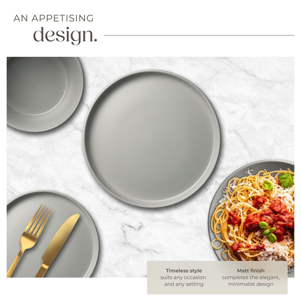 image 1 of Dinnerware Set Una - dinner set, incl. plates, bowls and mugs, for 6 people | Grey | grey | 1