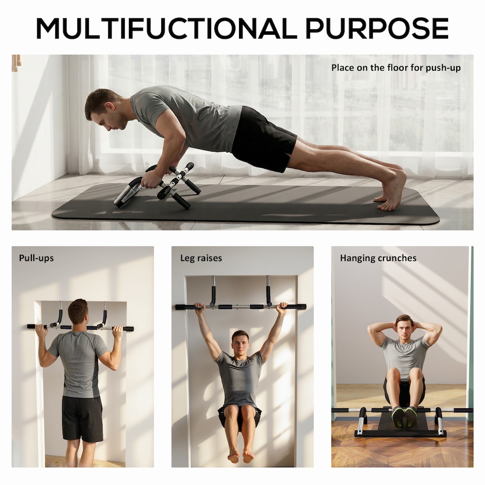 image 1 of HOMCOM Indoor Fitness Door Horizontal Bar Pull-ups Home Gym Upper Body Workout