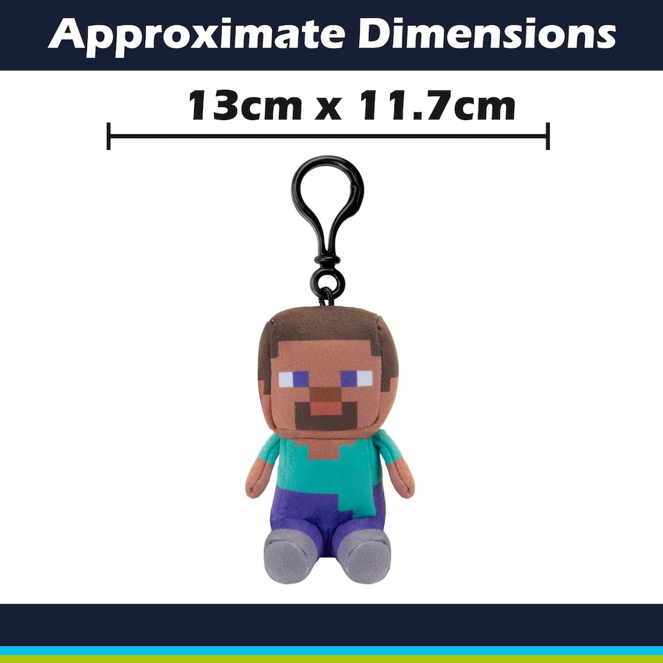 image 1 of PMS Minecraft Steve Soft Toy Clip 13cm x 11.7cm Multicolour