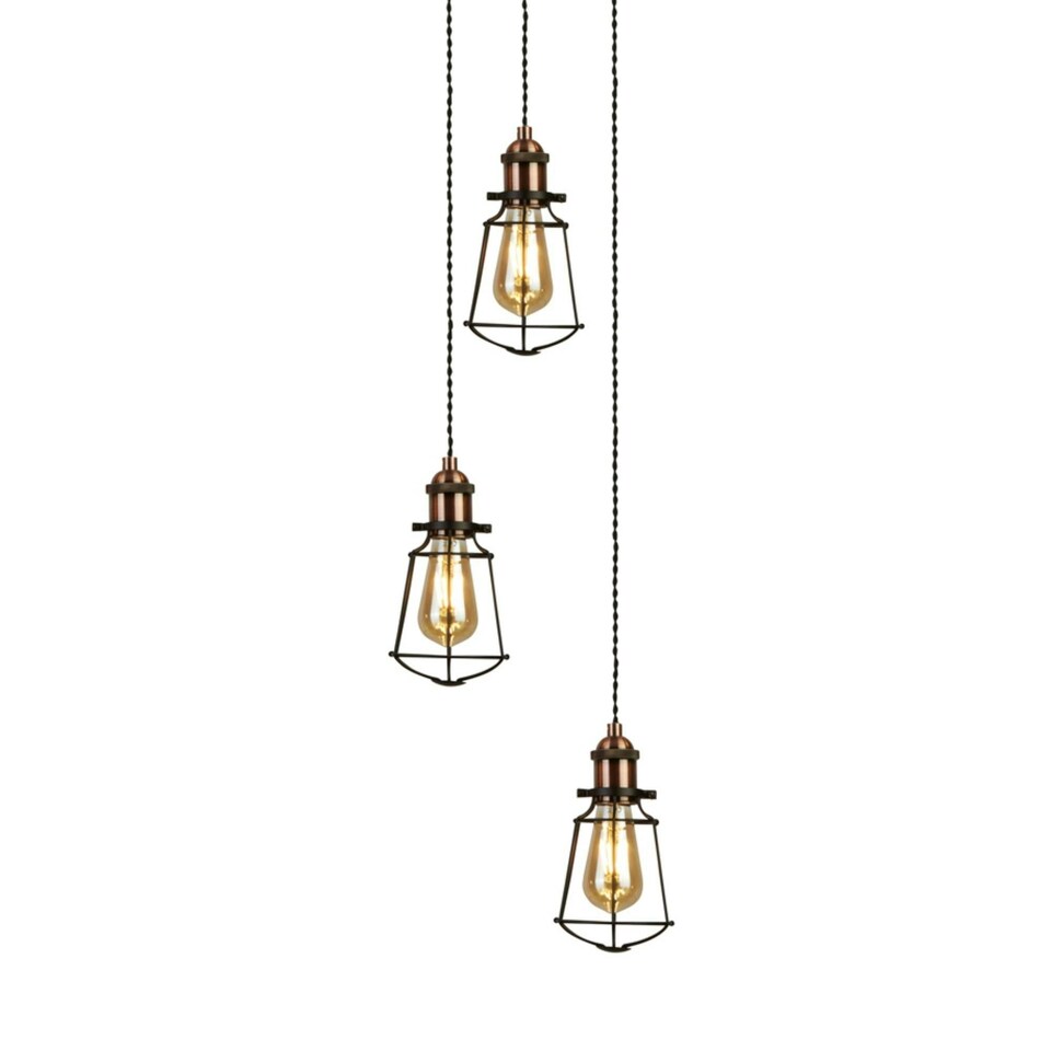 image 1 of Burns 3 Light Copper & Black Ceiling Pendant