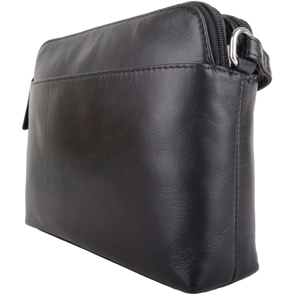 image 1 of Genuine Soft Leather Crossbody Shoulder Handbag with Adjustable Strap Grey | Dark Grey