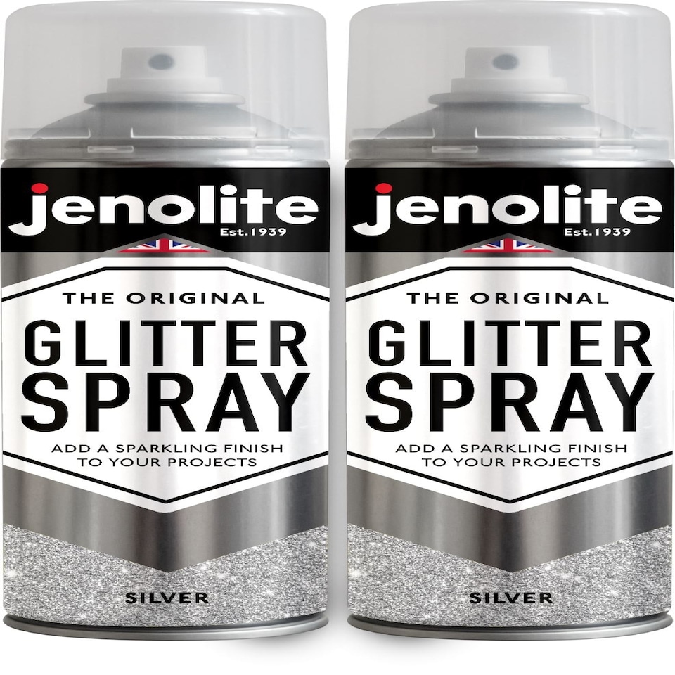 image 1 of Jenolite Multi-Surface Glitter Paint - Silver - 400ml Spray Can - 2-Pack