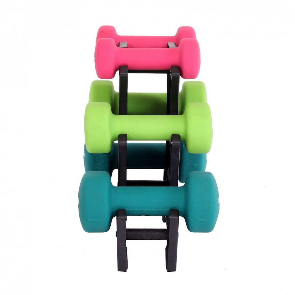image 1 of 12kg Neoprene Hand Dumbbell Workout Weight Set Including Stand