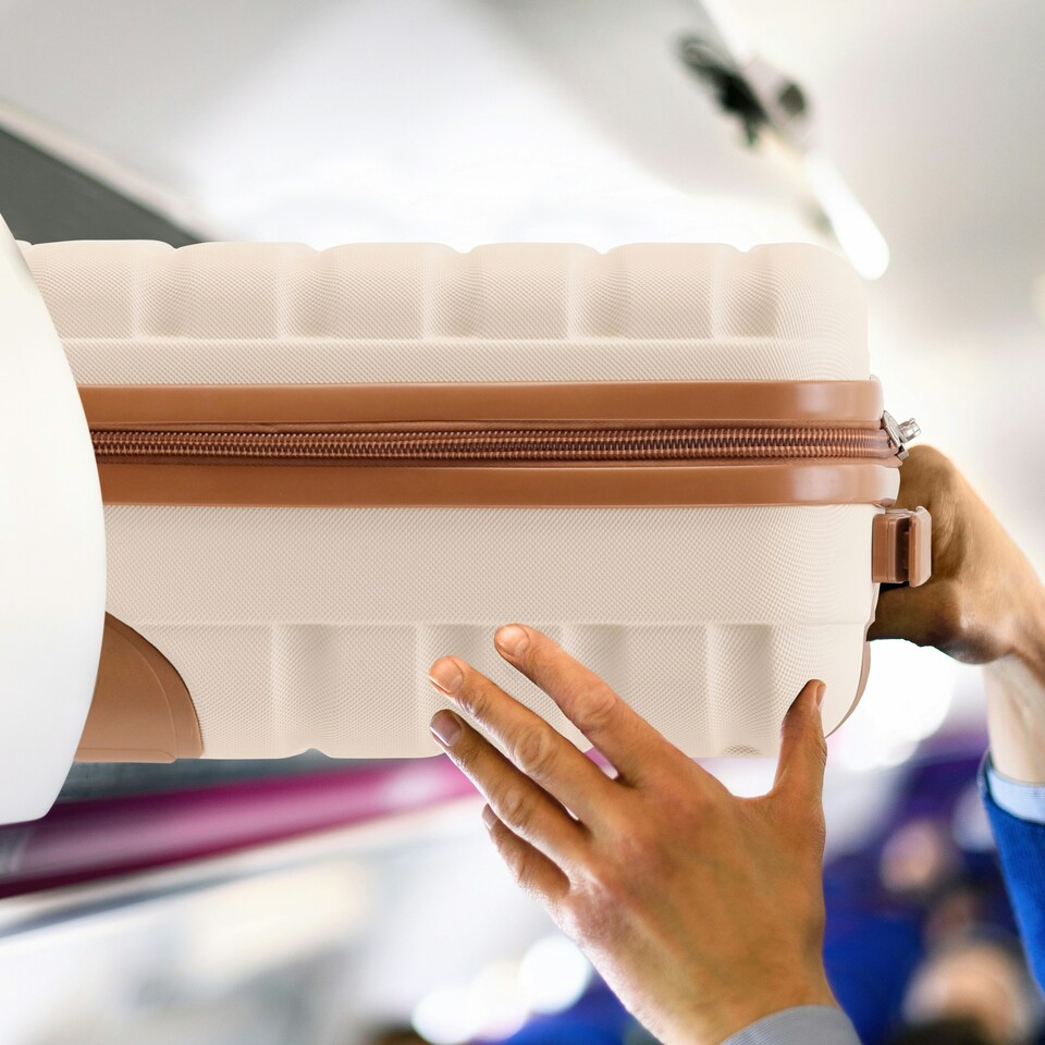 image 1 of Flight Knight Lightweight 2 Wheel ABS Hard Suitcase Cabin Hand Luggage 100+ Airlines Approved - British Airways, Ryanair & easyJet Free Carry On 40x20x25cm Cream | Cabin Bag