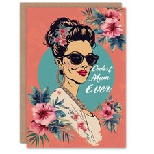 Mothers Day Card Coolest Ever Tropical Sunglasses Mum Card