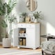 image 2 of HOMCOM Rubber Wood Top Kitchen Cupboard Side Cabinet Island w/Adjustable Shelf